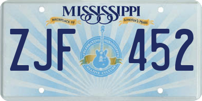 MS license plate ZJF452