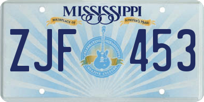 MS license plate ZJF453
