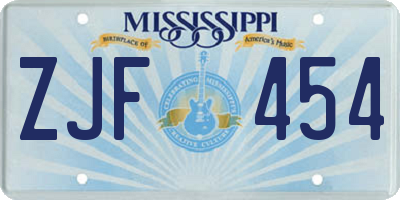 MS license plate ZJF454