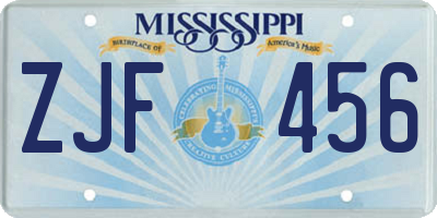 MS license plate ZJF456