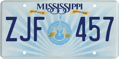 MS license plate ZJF457