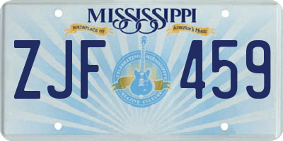MS license plate ZJF459