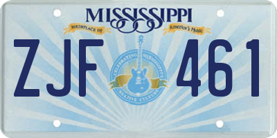 MS license plate ZJF461