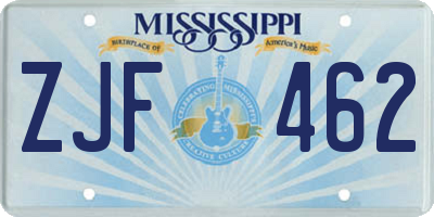 MS license plate ZJF462