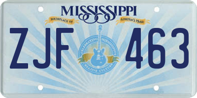 MS license plate ZJF463