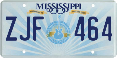 MS license plate ZJF464