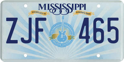 MS license plate ZJF465