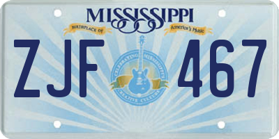 MS license plate ZJF467