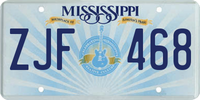 MS license plate ZJF468