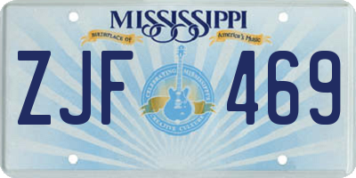 MS license plate ZJF469