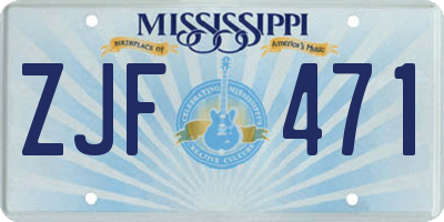 MS license plate ZJF471