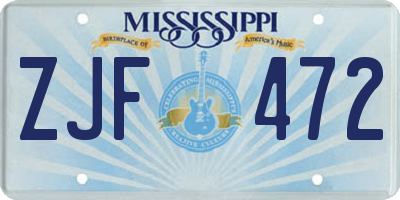MS license plate ZJF472