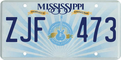 MS license plate ZJF473