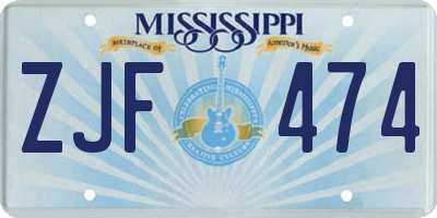 MS license plate ZJF474