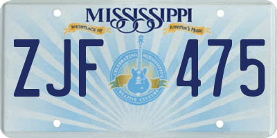 MS license plate ZJF475