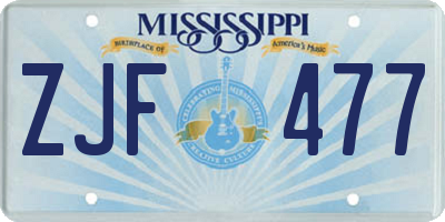 MS license plate ZJF477