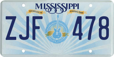 MS license plate ZJF478