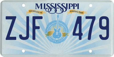MS license plate ZJF479