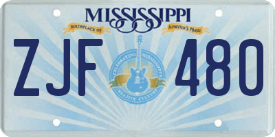 MS license plate ZJF480