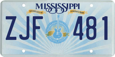 MS license plate ZJF481