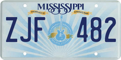 MS license plate ZJF482