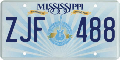 MS license plate ZJF488