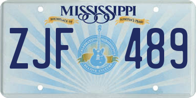 MS license plate ZJF489