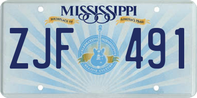 MS license plate ZJF491