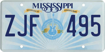 MS license plate ZJF495