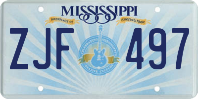 MS license plate ZJF497