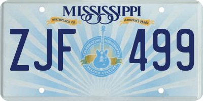 MS license plate ZJF499