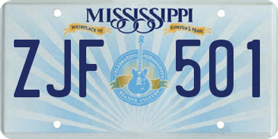 MS license plate ZJF501