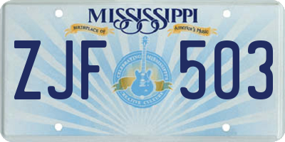 MS license plate ZJF503