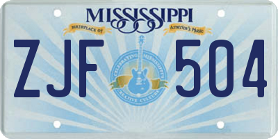 MS license plate ZJF504