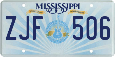 MS license plate ZJF506
