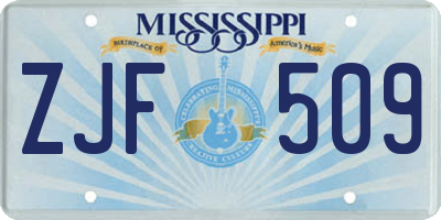 MS license plate ZJF509