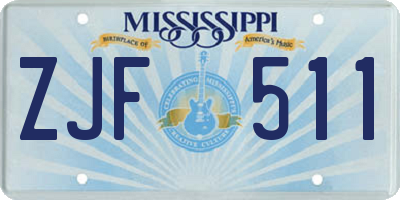 MS license plate ZJF511
