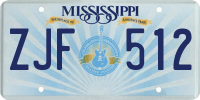 MS license plate ZJF512