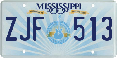 MS license plate ZJF513