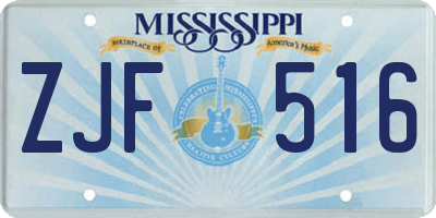 MS license plate ZJF516