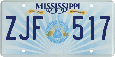 MS license plate ZJF517