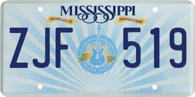 MS license plate ZJF519