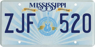 MS license plate ZJF520
