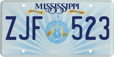 MS license plate ZJF523