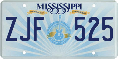 MS license plate ZJF525