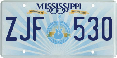 MS license plate ZJF530