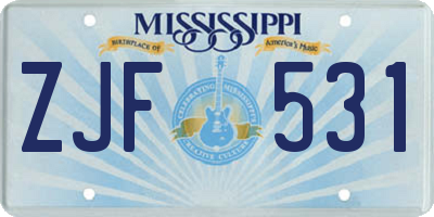 MS license plate ZJF531