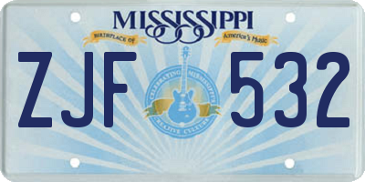 MS license plate ZJF532