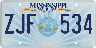 MS license plate ZJF534
