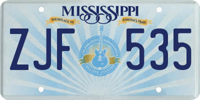MS license plate ZJF535
